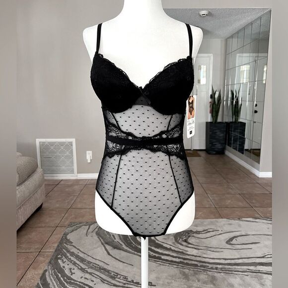 Rene Rofe Women’s Lace Demi Extreme Push-up Bodysuit - Picture 1 of 9